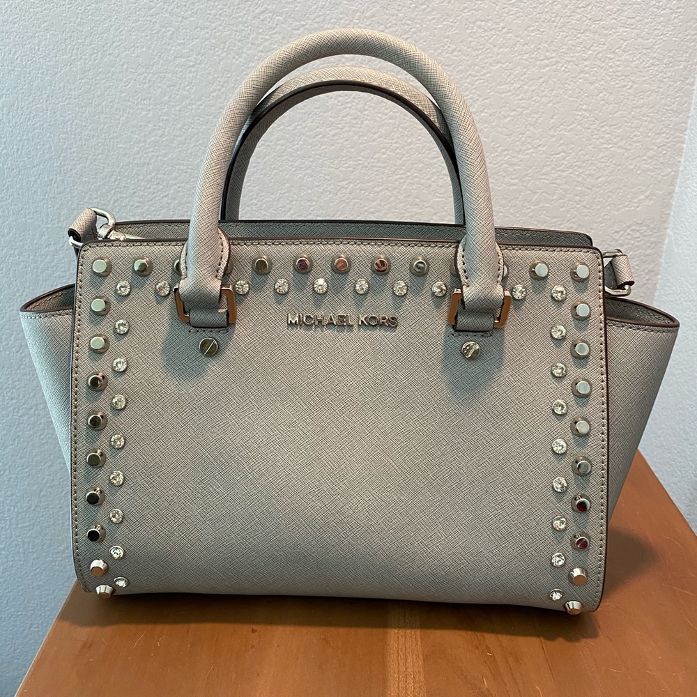 Michael Kors Selma Crystal Leather Satchel